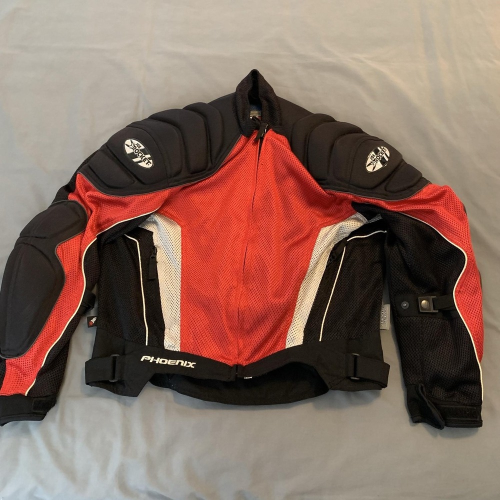 Joe Rocket Phoenix Jacket Mens Medium Red Black Mesh Motorcycle Armor Riding